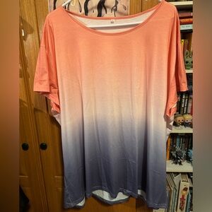 Gradient Orange and Gray Women's Top